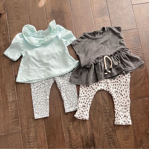 Jessica Simpson Other - Jessica Simpson Matching Outfit Sets Bundle Baby Girl 3-6M Animal Print Leopard